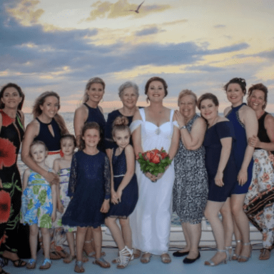 a group of people posing for a photo