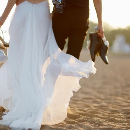 Bride and groom on the beach