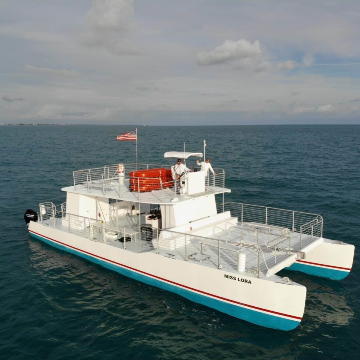 a small boat in a large body of water