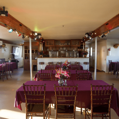 dining tables on a boat